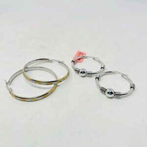 Shop LC Set of 2 Black Oxidized ION Plated Stainless Steel Hoop Earrings 5179